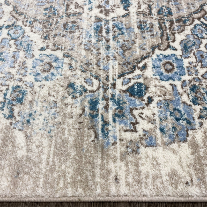Bungalow Rose Mogos Performance Cream/Teal/Beige Rug & Reviews Wayfair